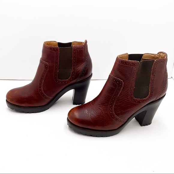 {SPERRY TOP-SIDER} Claremont Chelsea Maroon Leather Pebbled Lug Booties - Picture 15 of 16